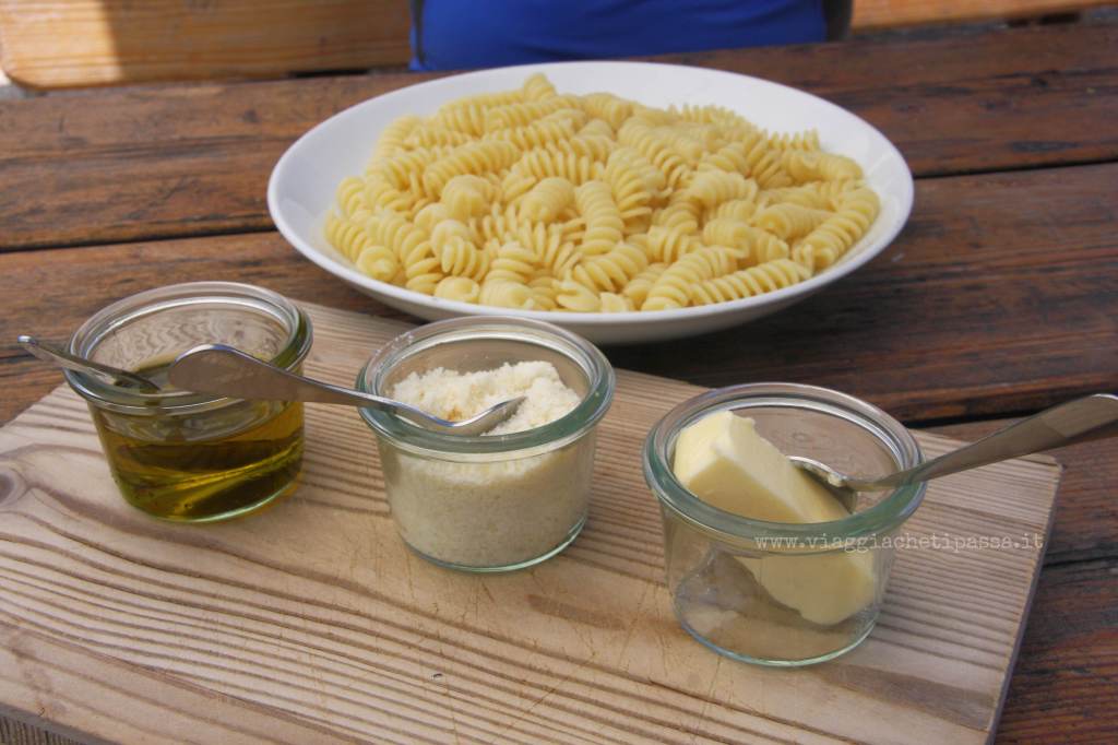 Piatto di pasta in bianco alla Malga Gostner